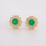 Topos Flor Tupida Esmeraldas 31pts Diamantes 30pts 1.95g / 8.2mm Oro Amarillo 18K