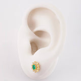 Topos Flor Tupida Esmeraldas 31pts Diamantes 30pts 1.95g / 8.2mm Oro Amarillo 18K