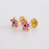 Topos Flor Cinco Puntas Zafiros 39pts 1.3g / 6.8mm Oro Amarillo 18K