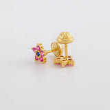 Topos Flor Cinco Puntas Zafiros 39pts 1.3g / 6.8mm Oro Amarillo 18K