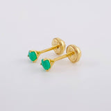 Topos Tres Garras Esmeraldas 30pts 0.75g / 3.8mm Oro Amarillo 18K