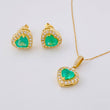 Topos Cadena Corazón Tupido Esmeraldas 2.88 Qts Diamantes 79pts 7.55g / 11.1mm Oro Amarillo 18K