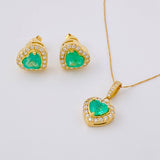 Topos Cadena Corazón Tupido Esmeraldas 2.88 Qts Diamantes 79pts 7.55g / 11.1mm Oro Amarillo 18K