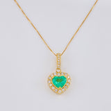 Topos Cadena Corazón Tupido Esmeraldas 2.88 Qts Diamantes 79pts 7.55g / 11.1mm Oro Amarillo 18K