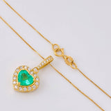 Topos Cadena Corazón Tupido Esmeraldas 2.88 Qts Diamantes 79pts 7.55g / 11.1mm Oro Amarillo 18K