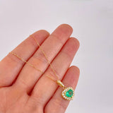 Topos Cadena Corazón Tupido Esmeraldas 2.88 Qts Diamantes 79pts 7.55g / 11.1mm Oro Amarillo 18K