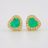 Topos Cadena Corazón Tupido Esmeraldas 2.88 Qts Diamantes 79pts 7.55g / 11.1mm Oro Amarillo 18K