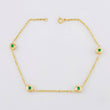 Pulso Círculos Intercalados Esmeraldas 31pts 2.8g / 19.3cm / 1.5mm Oro Amarillo 18K