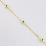 Pulso Círculos Intercalados Esmeraldas 31pts 2.8g / 19.3cm / 1.5mm Oro Amarillo 18K