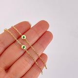 Pulso Círculos Intercalados Esmeraldas 31pts 2.8g / 19.3cm / 1.5mm Oro Amarillo 18K