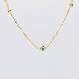 Cadena Círculos Intercalados Esmeraldas 24pts 4.2g / 45cm / 1.5mm Oro Amarillo 18K