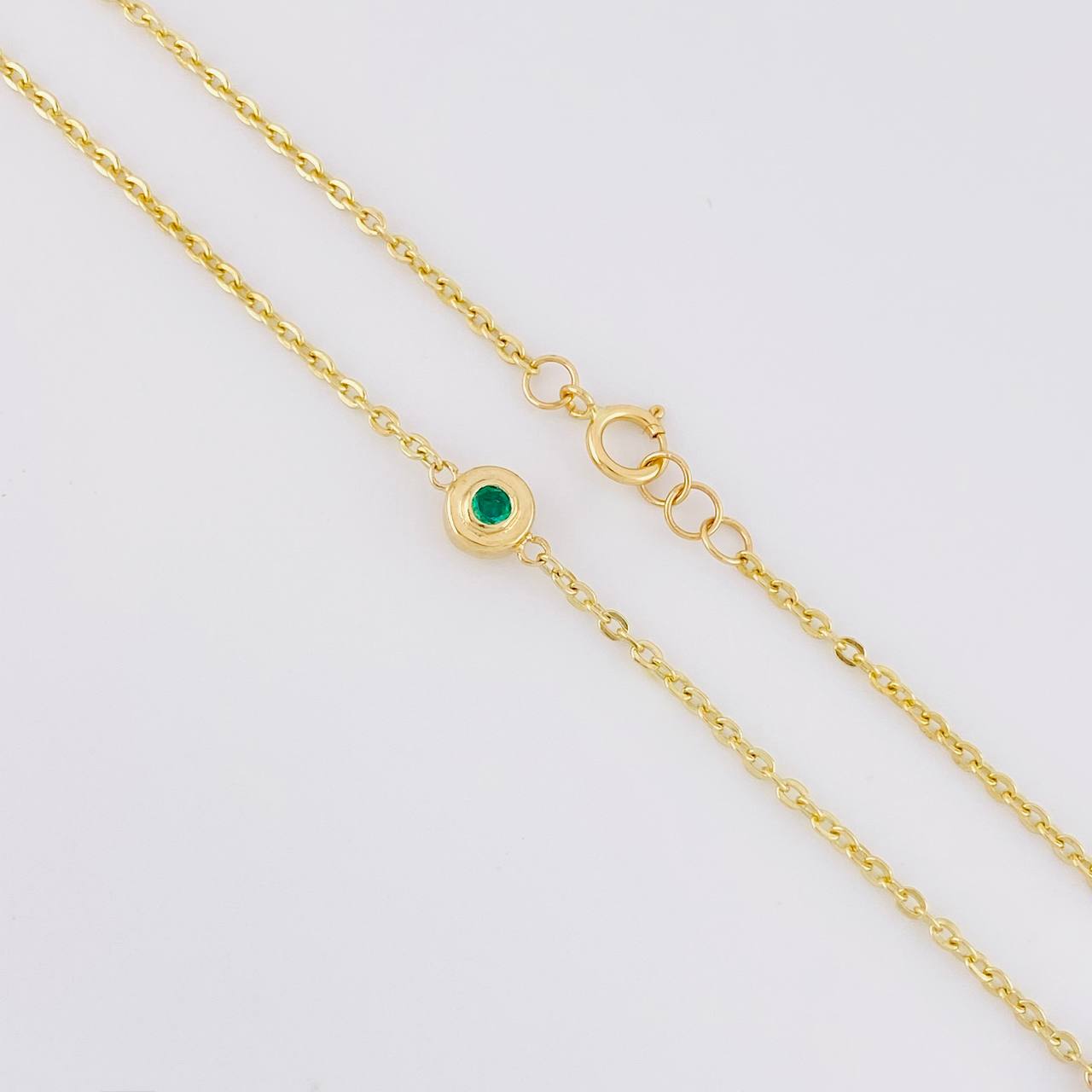 Cadena Círculos Intercalados Esmeraldas 24pts 4.2g / 45cm / 1.5mm Oro Amarillo 18K