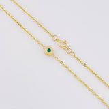 Cadena Círculos Intercalados Esmeraldas 24pts 4.2g / 45cm / 1.5mm Oro Amarillo 18K