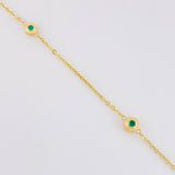 Cadena Círculos Intercalados Esmeraldas 24pts 4.2g / 45cm / 1.5mm Oro Amarillo 18K