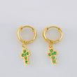 Candongas Cruz Tupida Esmeraldas 10pts 1.8g / 1.1cm Oro Amarillo 18K