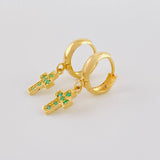 Candongas Cruz Tupida Esmeraldas 10pts 1.8g / 1.1cm Oro Amarillo 18K