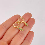Candongas Cruz Tupida Esmeraldas 10pts 1.8g / 1.1cm Oro Amarillo 18K