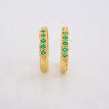 Candongas Medio Carril Esmeraldas 11pts 2.15g / 1.1cm Oro Amarillo 18K