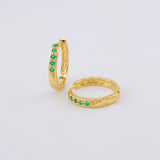 Candongas Medio Carril Esmeraldas 10pts 2.85g / 1.5cm Oro Amarillo 18K