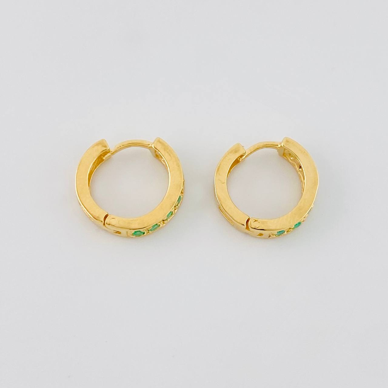 Candongas Carril Esmeraldas 19pts 2.15g / 1.1cm Oro Amarillo 18K