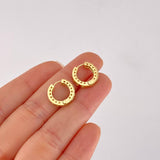 Candongas Carril Corazones Esmeraldas 25pts 3.7g / 1.3cm Oro Amarillo 18K