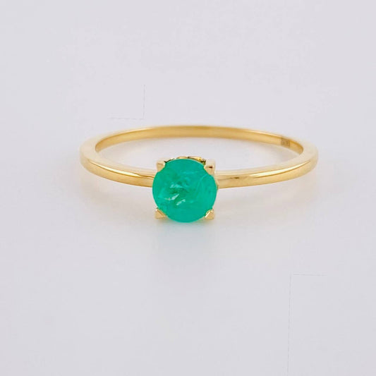Anillo Solitario Canasta Cuatro Garras Esmeralda 47pts 1.75g / T6 1/4 Oro Amarillo 18K