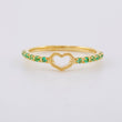 Anillo Carril Centro Corazón Esmeraldas 12pts 1.5g / T6 Oro Amarillo 18K