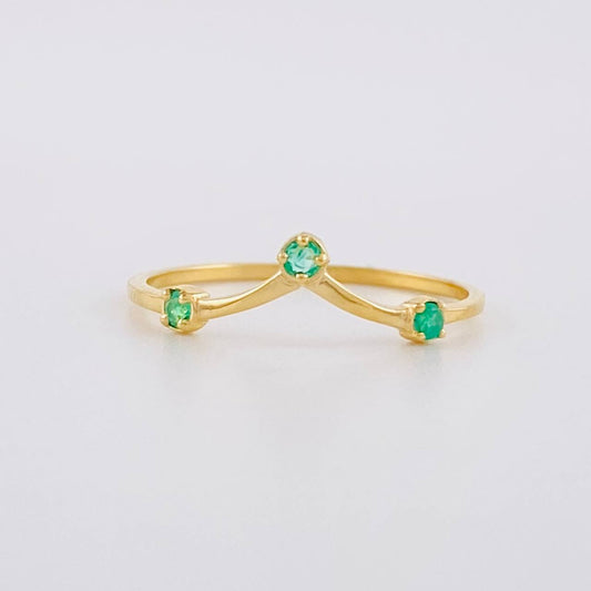 Anillo Tiara Esmeraldas 6pts 0.95g / T6 3/4 Oro Amarillo 18K