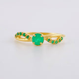 Anillo Solitario Entrelazado Esmeraldas 27pts 1.9g / T7 1/4 Oro Amarillo 18K