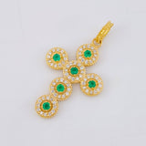 Dije Cruz Tupida Esmeraldas 21pts Diamantes 36pts 4.05g / 3.4cm Oro Amarillo 18K