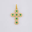 Dije Cruz Tupida Esmeraldas 21pts Diamantes 36pts 4.05g / 3.4cm Oro Amarillo 18K