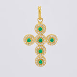 Dije Cruz Tupida Esmeraldas 21pts Diamantes 36pts 4.05g / 3.4cm Oro Amarillo 18K