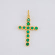 Dije Cruz Circular Esmeraldas 30pts 1g / 2.6cm Oro Amarillo 18K