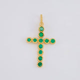 Dije Cruz Circular Esmeraldas 30pts 1g / 2.6cm Oro Amarillo 18K