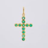 Dije Cruz Circular Esmeraldas 30pts 1g / 2.6cm Oro Amarillo 18K