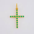Dije Cruz Tupida Esmeraldas 14pts 1g / 2.4cm Oro Amarillo 18K
