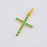 Dije Cruz Tupida Esmeraldas 14pts 1g / 2.4cm Oro Amarillo 18K