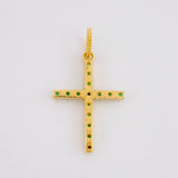 Dije Cruz Tupida Esmeraldas 14pts 1g / 2.4cm Oro Amarillo 18K