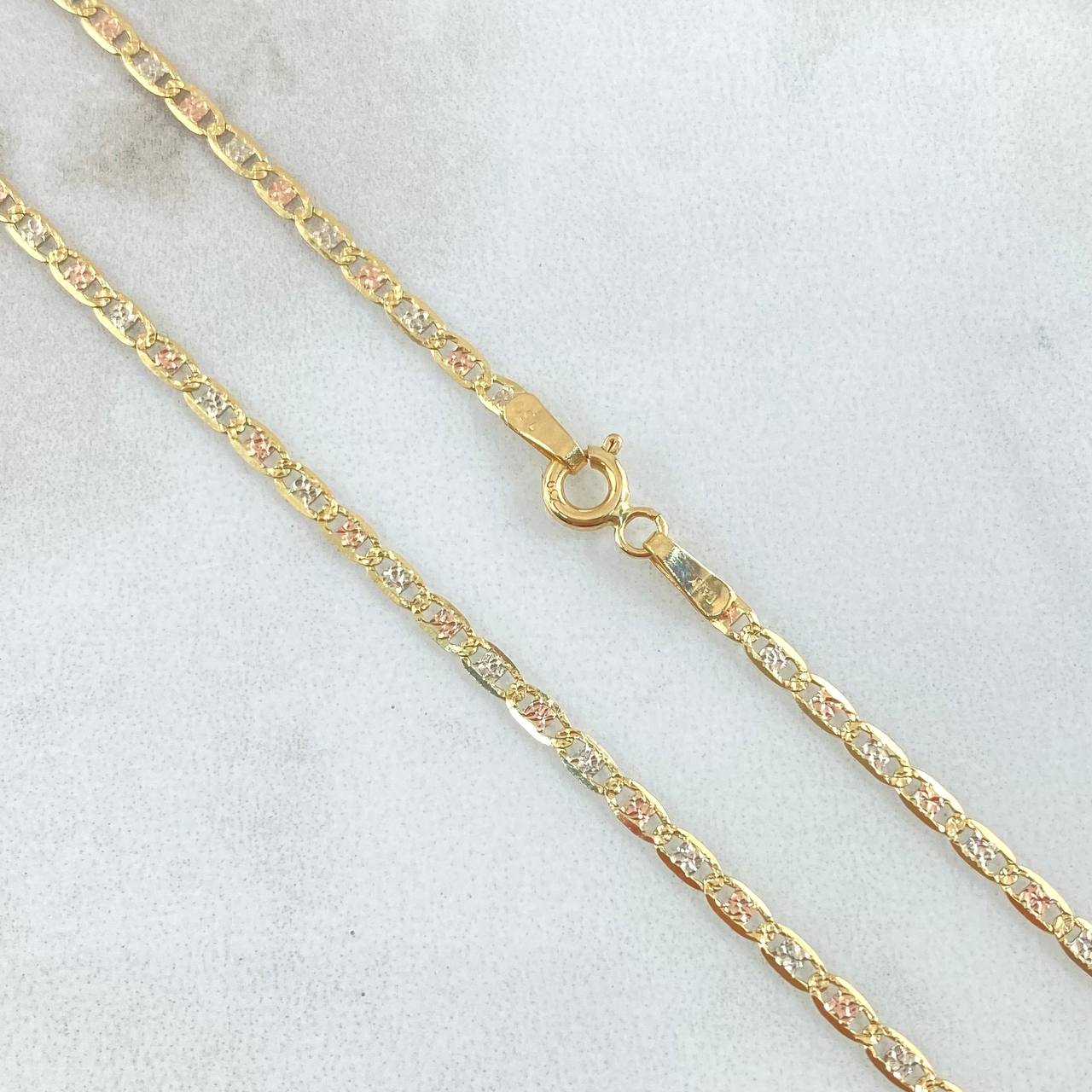Cadena Plana 2.95gr / 40cm / 2mm Diamantada Tres Oros +3 18K