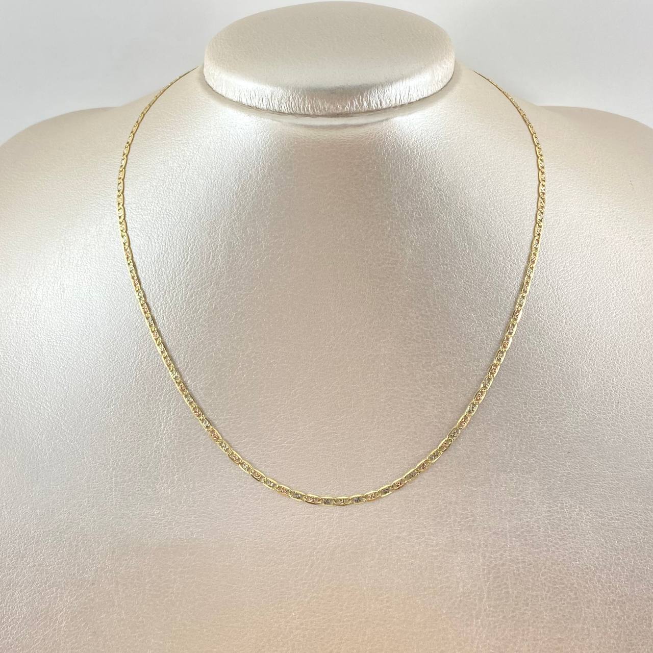 Cadena Plana 2.95gr / 40cm / 2mm Diamantada Tres Oros +3 18K
