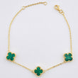 Pulso Aro seguido Trebol Malaquita Verde 4gr / 16.5cm-18.5cm / 10mm Oro Amarillo Nac.Esp. 18K