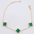 Pulso Aro Seguido Trebol Verde  4.45gr / 19.5cm-20.5cm / 10mm Oro Amarillo Nac.Esp. 18K *