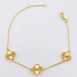 Pulso Aro Seguido Trebol Diamantado 4.95gr / 19.5cm / 9mm Oro Amarillo 18K ©