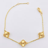 Pulso Aro Seguido Trebol Diamantado 4.95gr / 19.5cm / 9mm Oro Amarillo 18K ©
