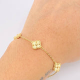Pulso Aro Seguido Trebol Diamantado 4.95gr / 19.5cm / 9mm Oro Amarillo 18K ©