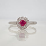 Anillo Halo Rubí 0.25pts 1g / T7 1/4 Plata 925