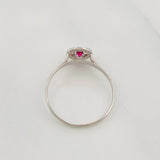 Anillo Halo Rubí 0.25pts 1g / T7 1/4 Plata 925