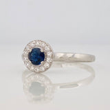 Anillo Halo Zafiro 0.24pts 1g / T6 1/2 Plata 925