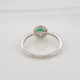 Anillo Halo Circular Esmeralda 0.28pts 1.3g / T6 1/4 Plata 925