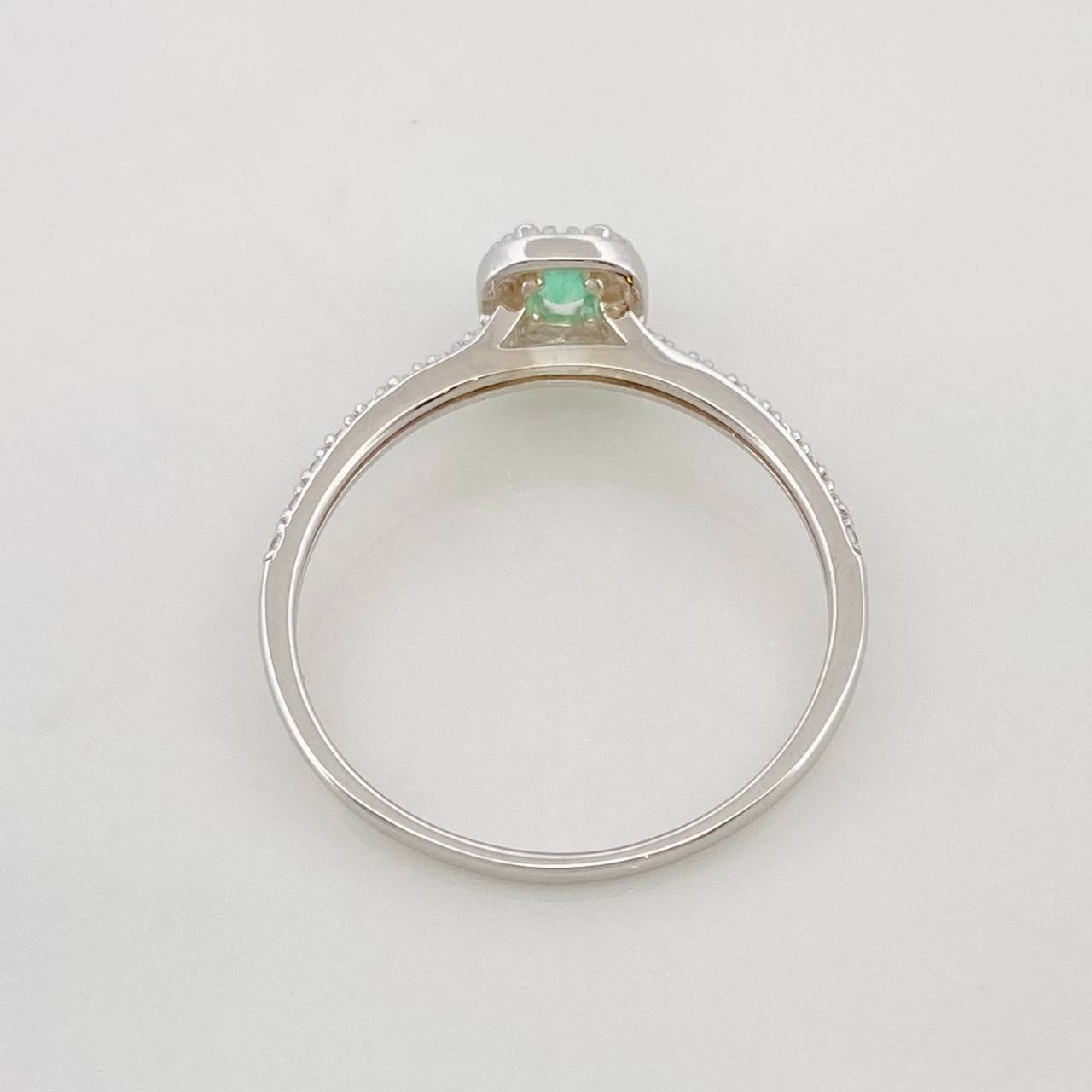 Anillo Halo Cuadrado Esmeralda 0.15pts 1.3g / T7 3/4 Plata 925